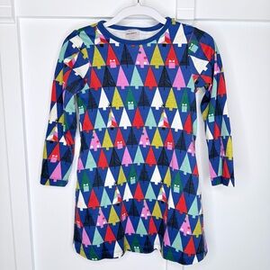 Hanna Andersson Toddler Girl Dress Holiday Christmas Trees Size 4 100cm Colorful